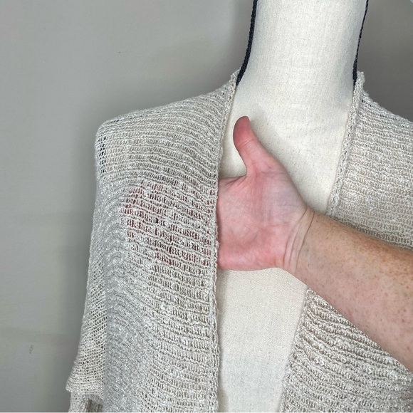 Eileen Fisher Linen Blend Open Front Knit Cardigan Cream Beige Extra Large XL - Picture 4 of 10